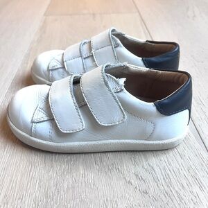 Old Soles White/ Navy Toddy Leather Slip On With Straps Toddler Shoes -Size 28
